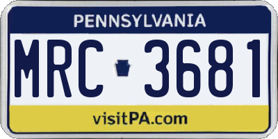 PA license plate MRC3681