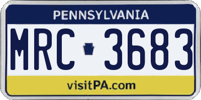 PA license plate MRC3683