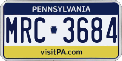 PA license plate MRC3684