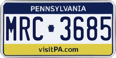 PA license plate MRC3685