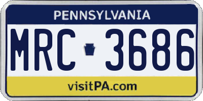 PA license plate MRC3686