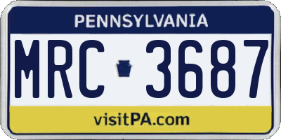 PA license plate MRC3687