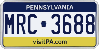 PA license plate MRC3688