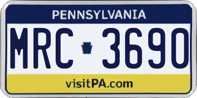 PA license plate MRC3690