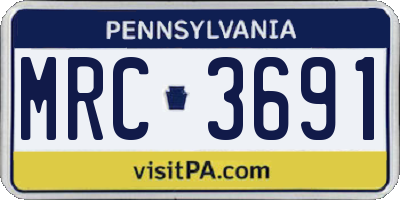 PA license plate MRC3691