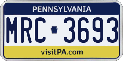 PA license plate MRC3693