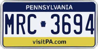 PA license plate MRC3694