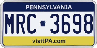 PA license plate MRC3698