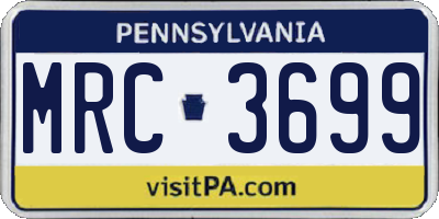 PA license plate MRC3699