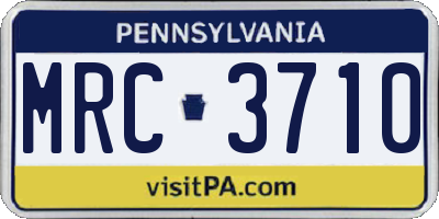 PA license plate MRC3710