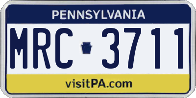 PA license plate MRC3711