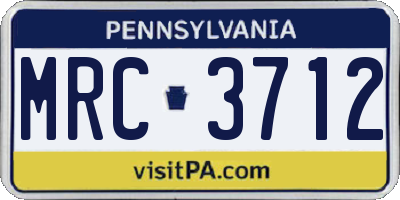 PA license plate MRC3712