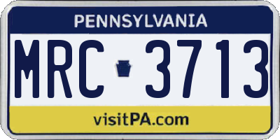 PA license plate MRC3713