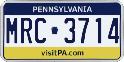 PA license plate MRC3714