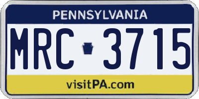 PA license plate MRC3715