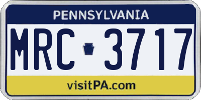 PA license plate MRC3717