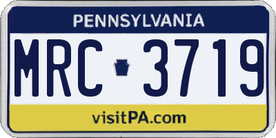 PA license plate MRC3719