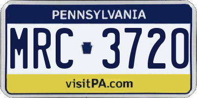 PA license plate MRC3720