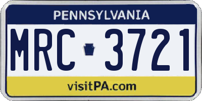 PA license plate MRC3721