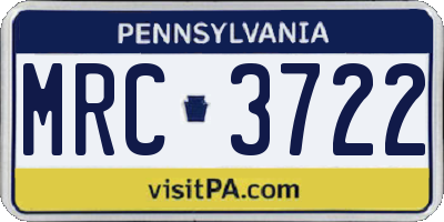 PA license plate MRC3722