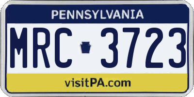 PA license plate MRC3723