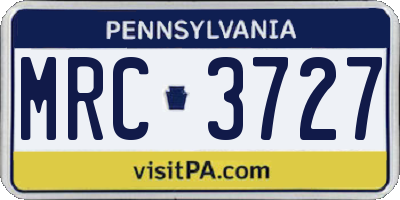 PA license plate MRC3727