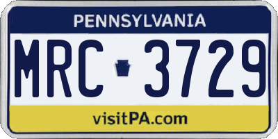 PA license plate MRC3729