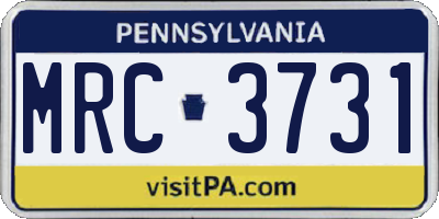 PA license plate MRC3731