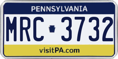 PA license plate MRC3732