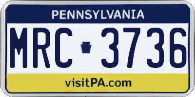 PA license plate MRC3736