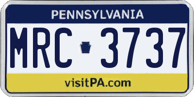 PA license plate MRC3737