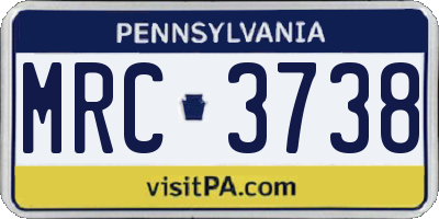 PA license plate MRC3738