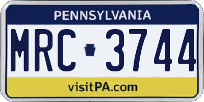 PA license plate MRC3744