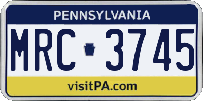 PA license plate MRC3745
