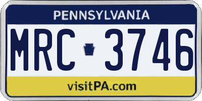 PA license plate MRC3746