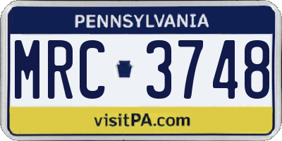 PA license plate MRC3748