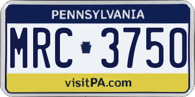 PA license plate MRC3750