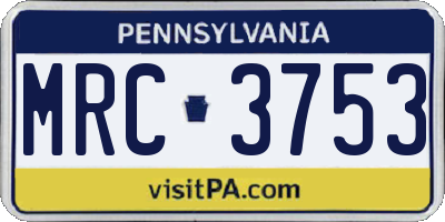 PA license plate MRC3753
