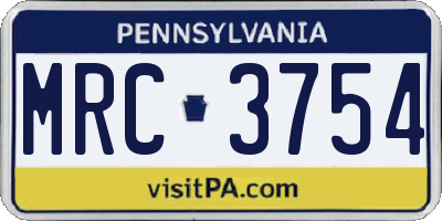 PA license plate MRC3754