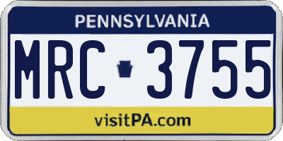 PA license plate MRC3755