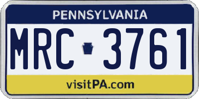PA license plate MRC3761