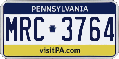 PA license plate MRC3764