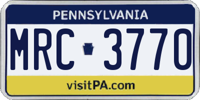 PA license plate MRC3770