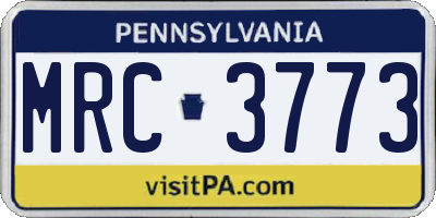 PA license plate MRC3773