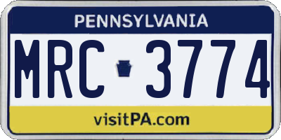 PA license plate MRC3774
