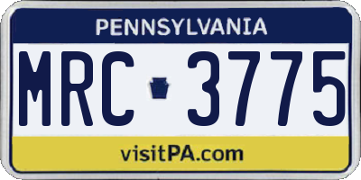 PA license plate MRC3775