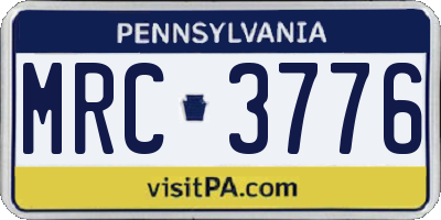 PA license plate MRC3776