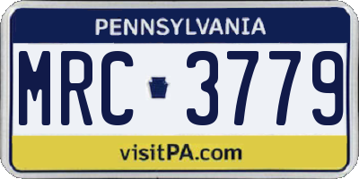 PA license plate MRC3779