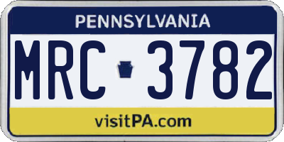 PA license plate MRC3782