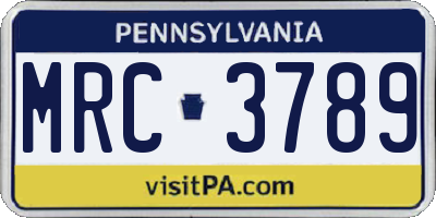 PA license plate MRC3789